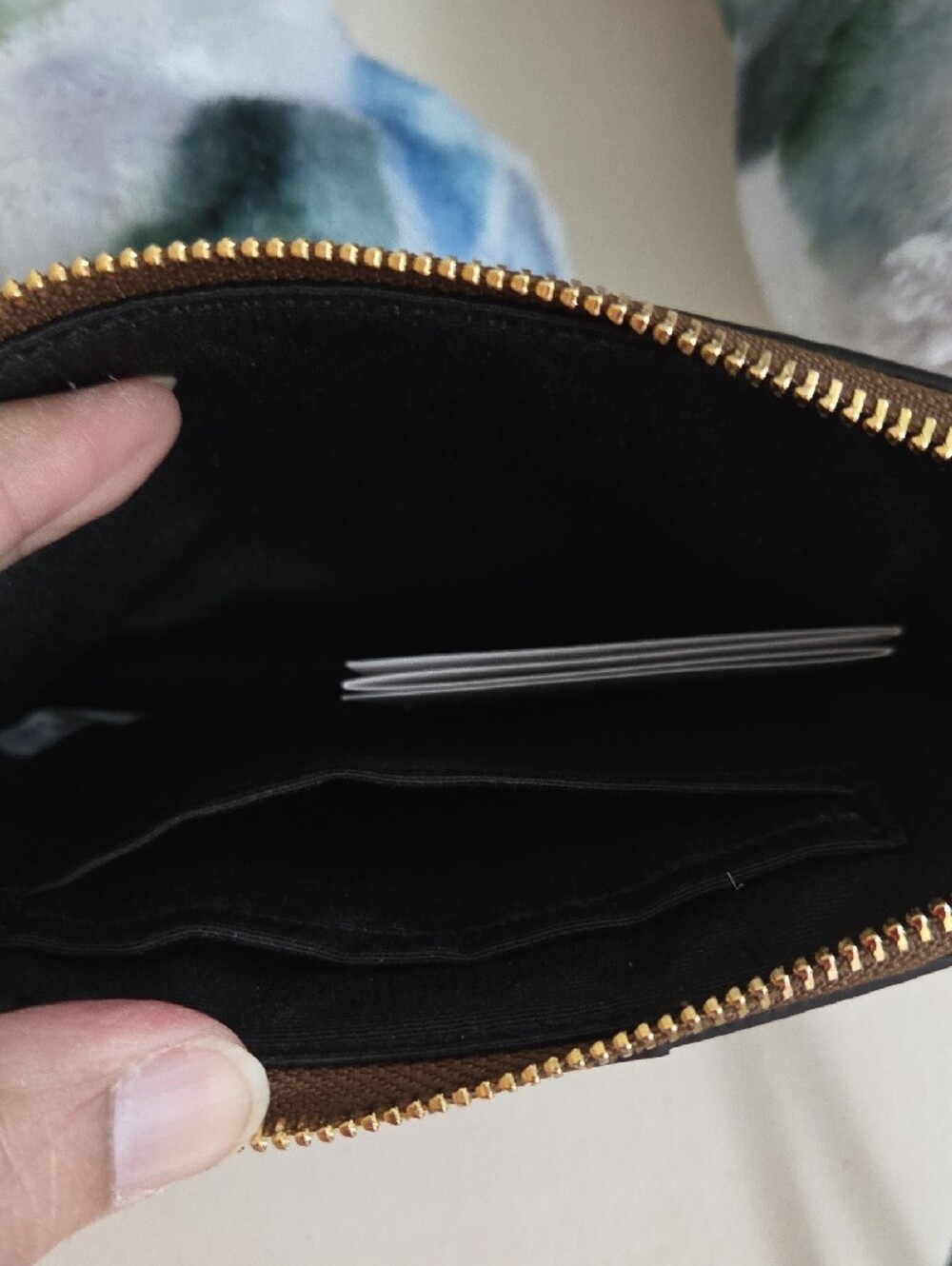 NWOT Coach Brown Signature Canvas Wristlet with Black Leather Trim - Picture 3 of 9